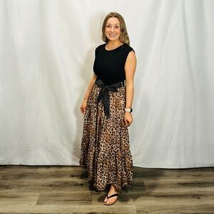 Animal Print Tiered Midi Dress